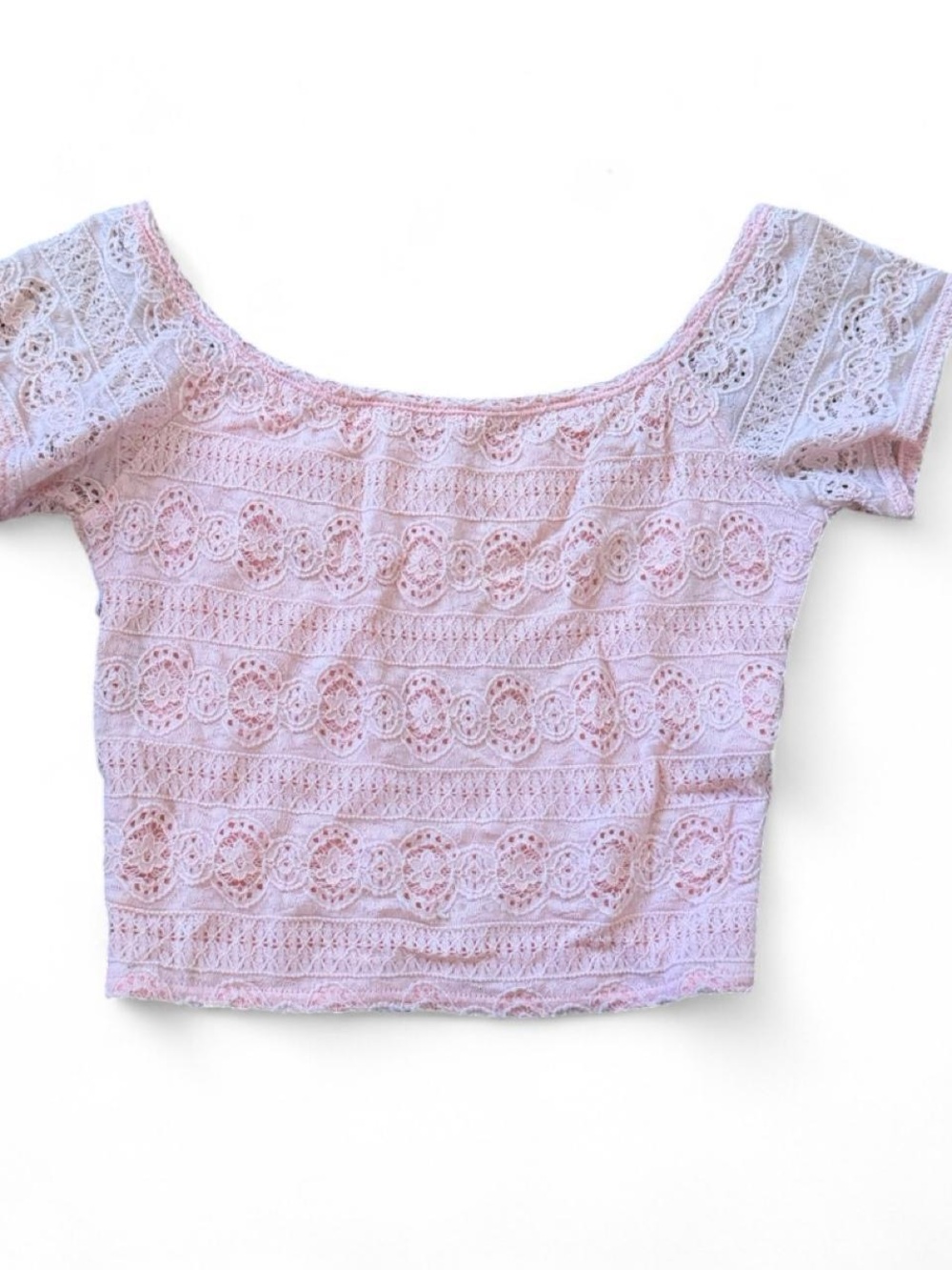 Hollister Pink Coquette Floral Lace Crop Top Women’s Size S